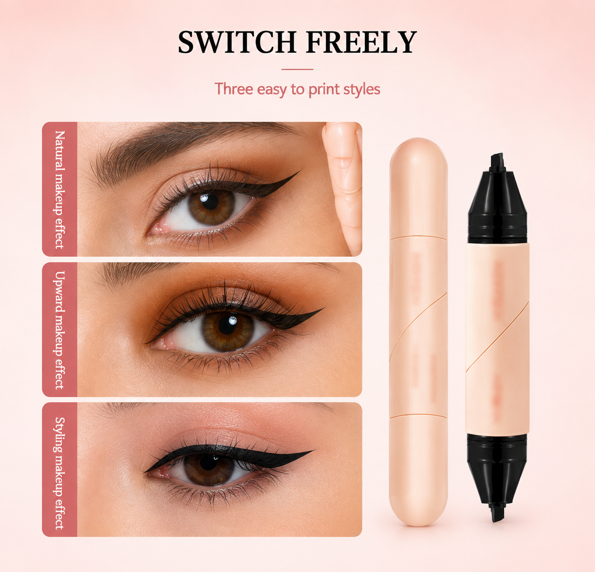 Switch freely - three easy to print styles: natural, upward, styling