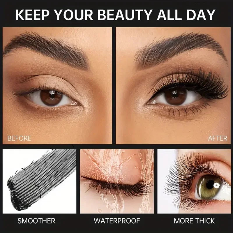 Steel Tube Mascara - Special Spiral Brush, Waterproof Long-Lasting Silk Fiber Mascara